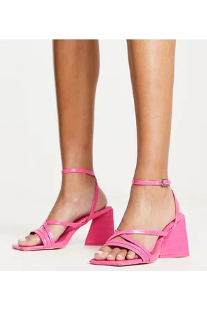 Public Desire Exclusive Kasia block heel sandals in hot croc