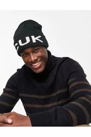 French Connection FCUK ribbed beanie hat in