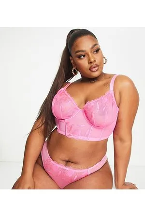 ASOS ASOS DESIGN Curve Nina sheer floral lace underwired corset with picot trim in