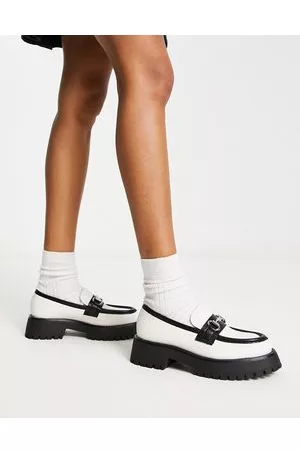 ASOS Monster chunky loafers in off and black