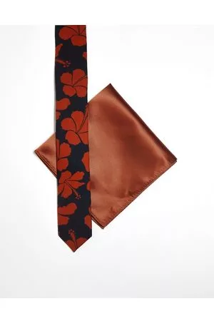 Devils Advocate Hombre Corbatas - Tie in floral and pocket square in