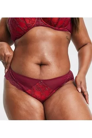 Ann Summers Curve Sexy Sexy Lace Planet brazilian brief with metallic thread detail in burgundy and