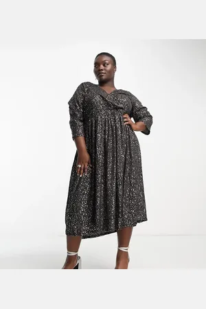 ONLY Wrap midi dress in & gold