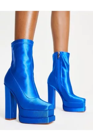 AZALEA WANG Format platform heel ankle boots in satin