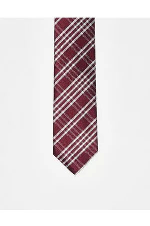 Harry Brown Checked tie in burgundy and white