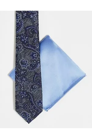 Ben Sherman Hombre Corbatas - Paisley tie in with plain pocket square