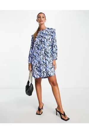 Whistles Button front mini dress with shoulder detail in abstract print