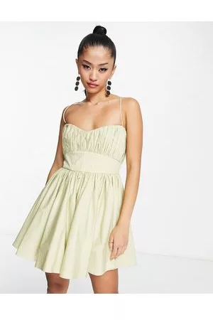 ASOS Mujer Cóctel - Cotton structured prom mini dress with corset detail in light