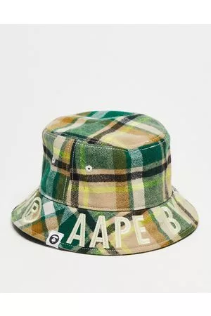 AAPE BY A BATHING APE Hombre Sombreros - Aape by A Bathing Ape bucket hat in green and beige check with logo embroidery