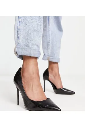 Truffle Collection Wide Fit stiletto heeled shoes in croc