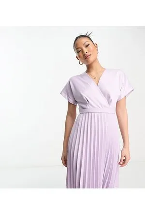 Closet Wrap front pleated mini dress in lavender