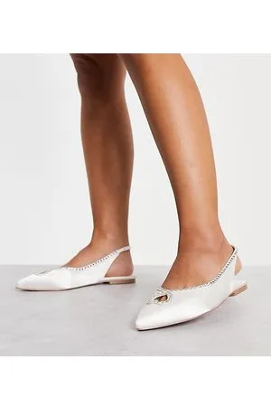 ASOS Wide Fit Lust heart diamante ballet flats in ivory