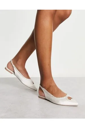 ASOS Lust heart diamante ballet flats in ivory