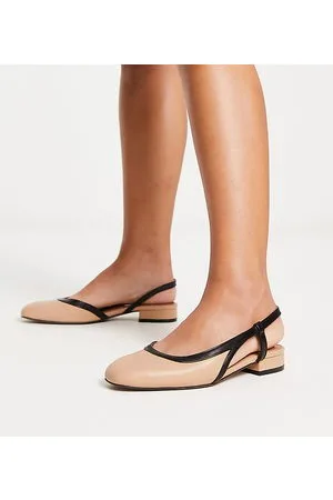 ASOS Wide Fit Latte round toe slingback ballet in beige