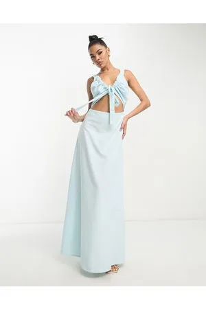 Something New X Klara Hellqvist linen touch cut out maxi dress in pale