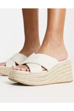 ASOS Teddy 2 cross strap wedges in natural fabrication