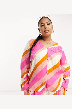 River Island V neck blouse in bright stripe