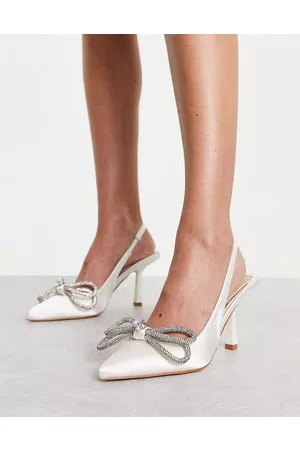 Be Mine Elon mid heel shoes in ivory satin