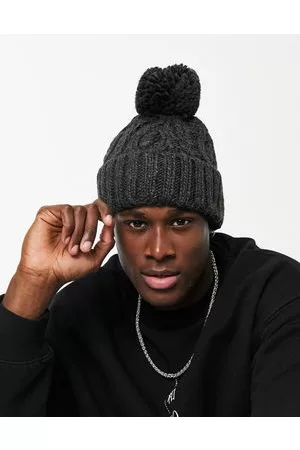 French Connection Cable bobble beanie hat in