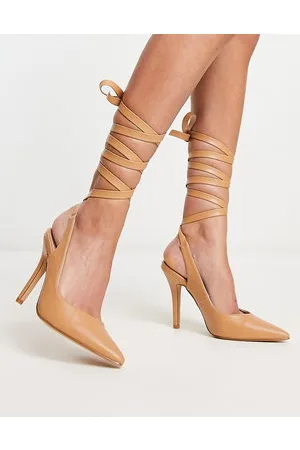 Raid Ishana heeled shoes with ankle tie in beige