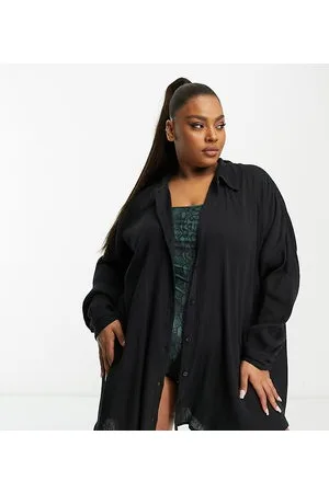 ASOS Curve crinkle beach shirt in