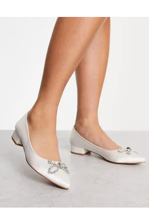 BeBo Alexia bridal embellished bow ballet flats in satin