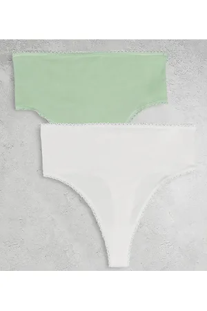 Mamalicious Maternity 2 pack high waisted thong in white and rose