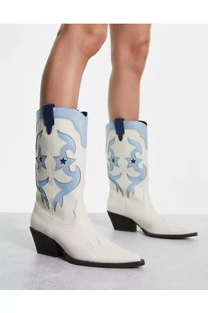 Pull&Bear Mujer Botas vaqueras y bikers - Contrast cowboy boots in ecru &