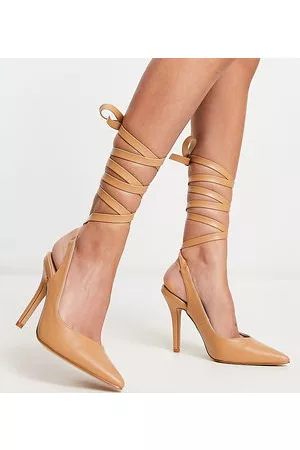 Raid Ishana heeled shoes with ankle tie in beige