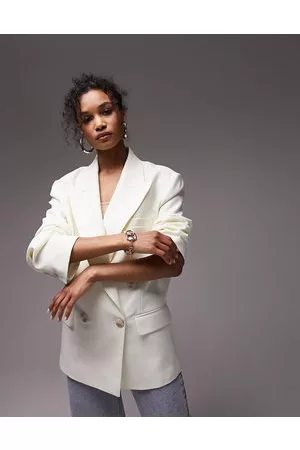 Topshop Co-ord 90's double breasted 6 button blazer in cream