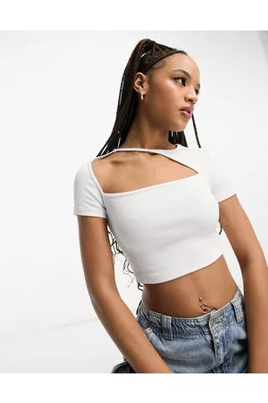 Pull&Bear Mujer Cropped - Cut out detail crop t-shirt in