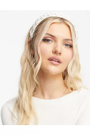 Glamorous Woven padded headband in off