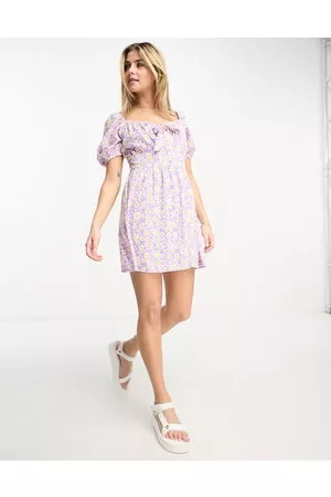 Wednesday's Girl Tie front mini tea dress in floral