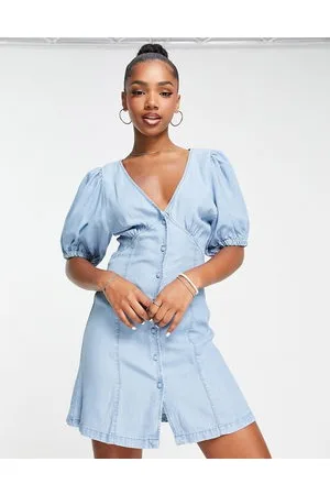 ASOS Soft denim seamed mini tea dress in