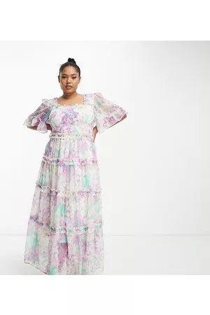Simply Be Exclusive chiffon tiered maxi dress in floral