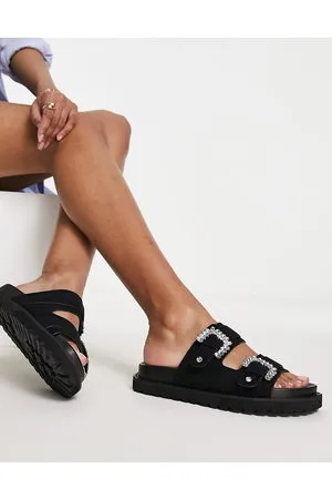 River Island Jewel double buckle flat sandal in