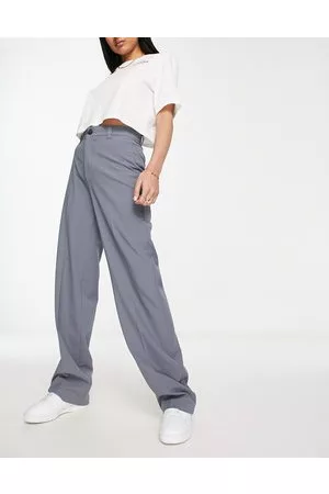 Pull&Bear High waisted tailored trousers in grey