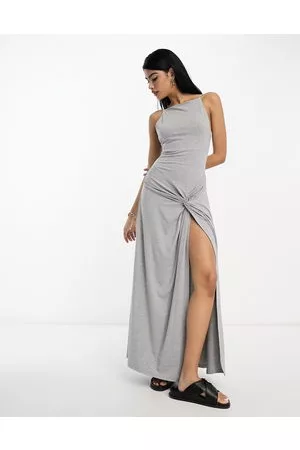 ASOS Strappy maxi dress with twist detail in marl