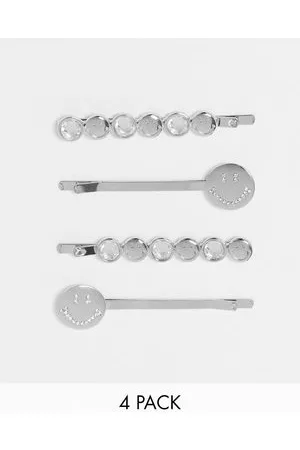 ASOS Smiley Collab pack of 4 hair clips in tone
