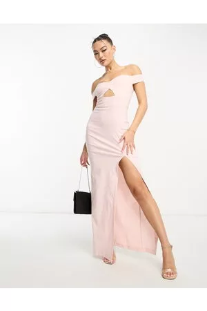 Vesper Mujer Maxi - Bardot thigh split maxi dress in
