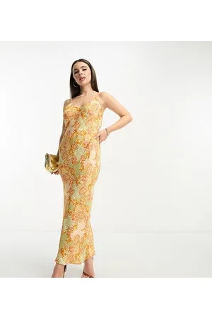 Never Fully Dressed Petite satin slip maxi dress in lavish floral