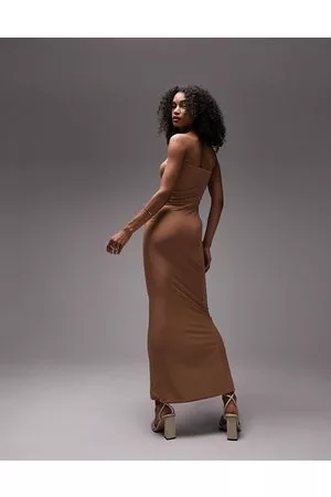 Topshop Mujer Maxi - Shaping super soft bandeau fitted maxi dress in mocha