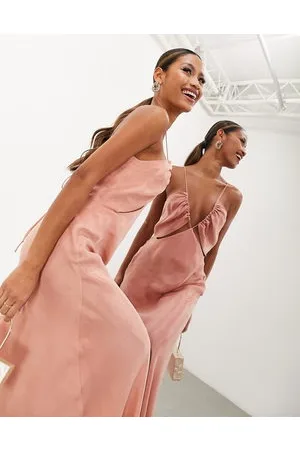 ASOS Drawstring cami maxi dress with underbust cut out in rose