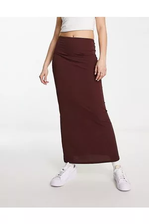 Pull&Bear Mujer De tubo - Slinky column maxi skirt in aubergine