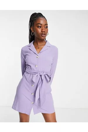 Lola May Mujer Camiseros - Tie waist shirt dress in lilac