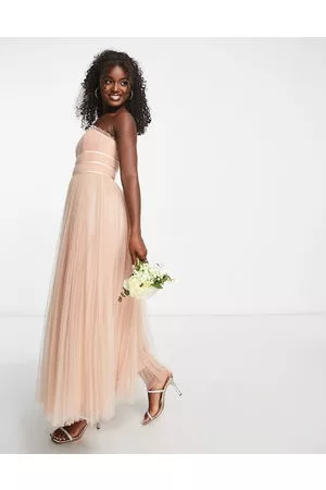 ASOS Mujer Maxi - Bridesmaids tulle channelled bodice tulle maxi dress in dusty rose