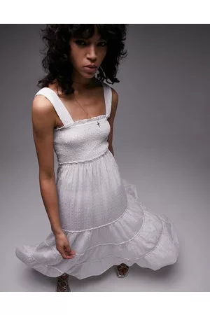 Topshop Mujer Maxi - Tiered dobby maxi beach dress in ivory