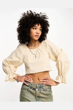 Object Ruched detail shirt in cream