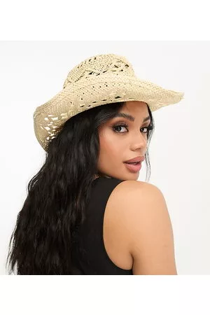 South Beach Mujer Sombreros vaqueros - Cut out detail cowboy hat with gem trim in beige