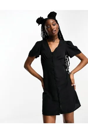 Noisy May V-neck button down mini dress in
